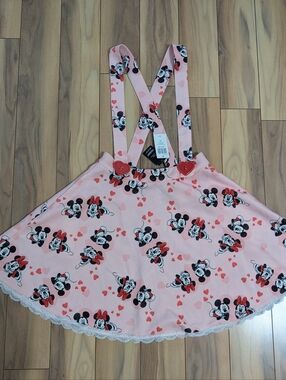 NWT! Her Universe Disney Mickey And Minnie Mouse Heart Suspender Skirt Size S